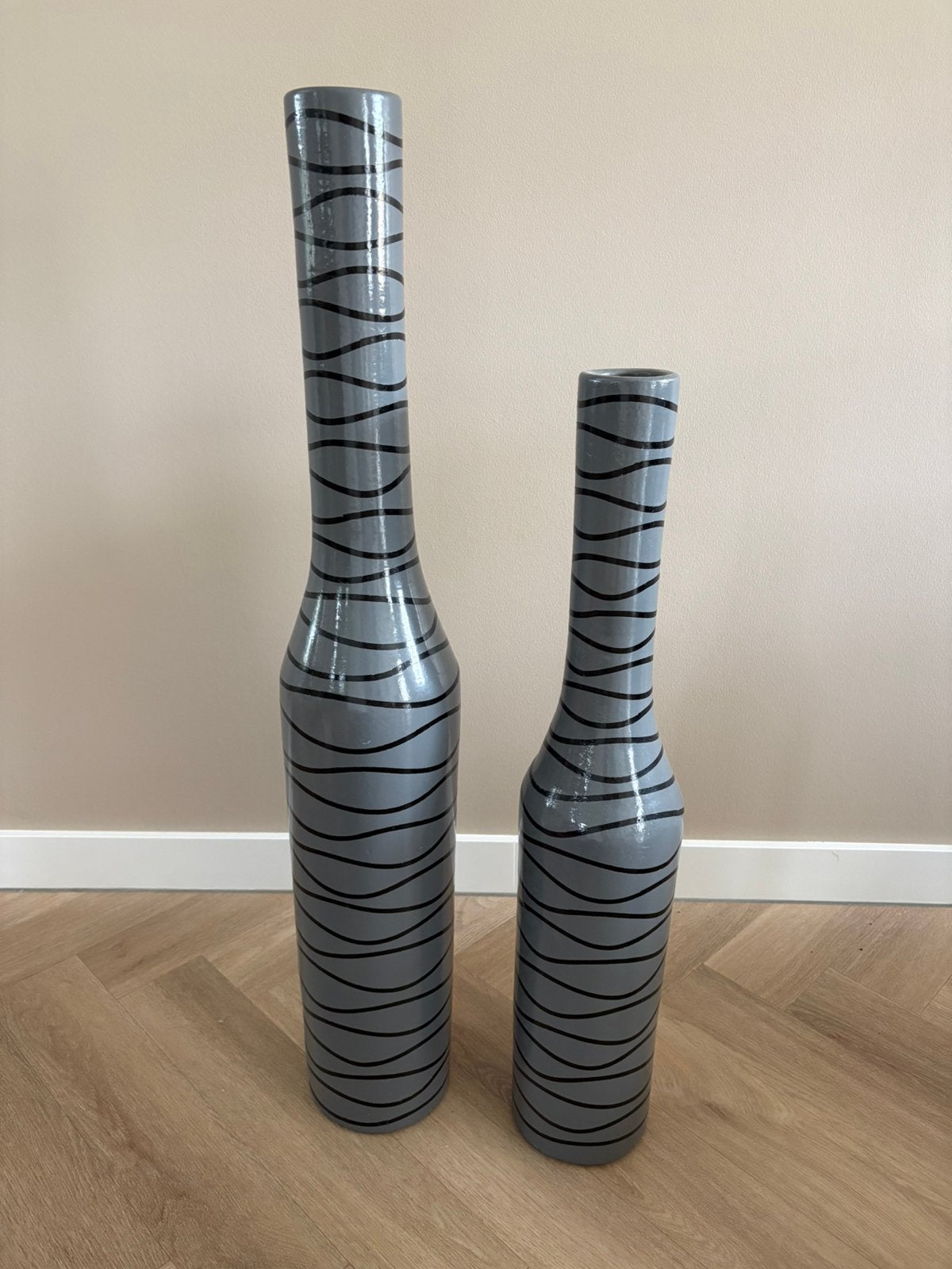 2 lange hoge vazen, Ophalen, Zo goed als nieuw, Overige kleuren, Glas