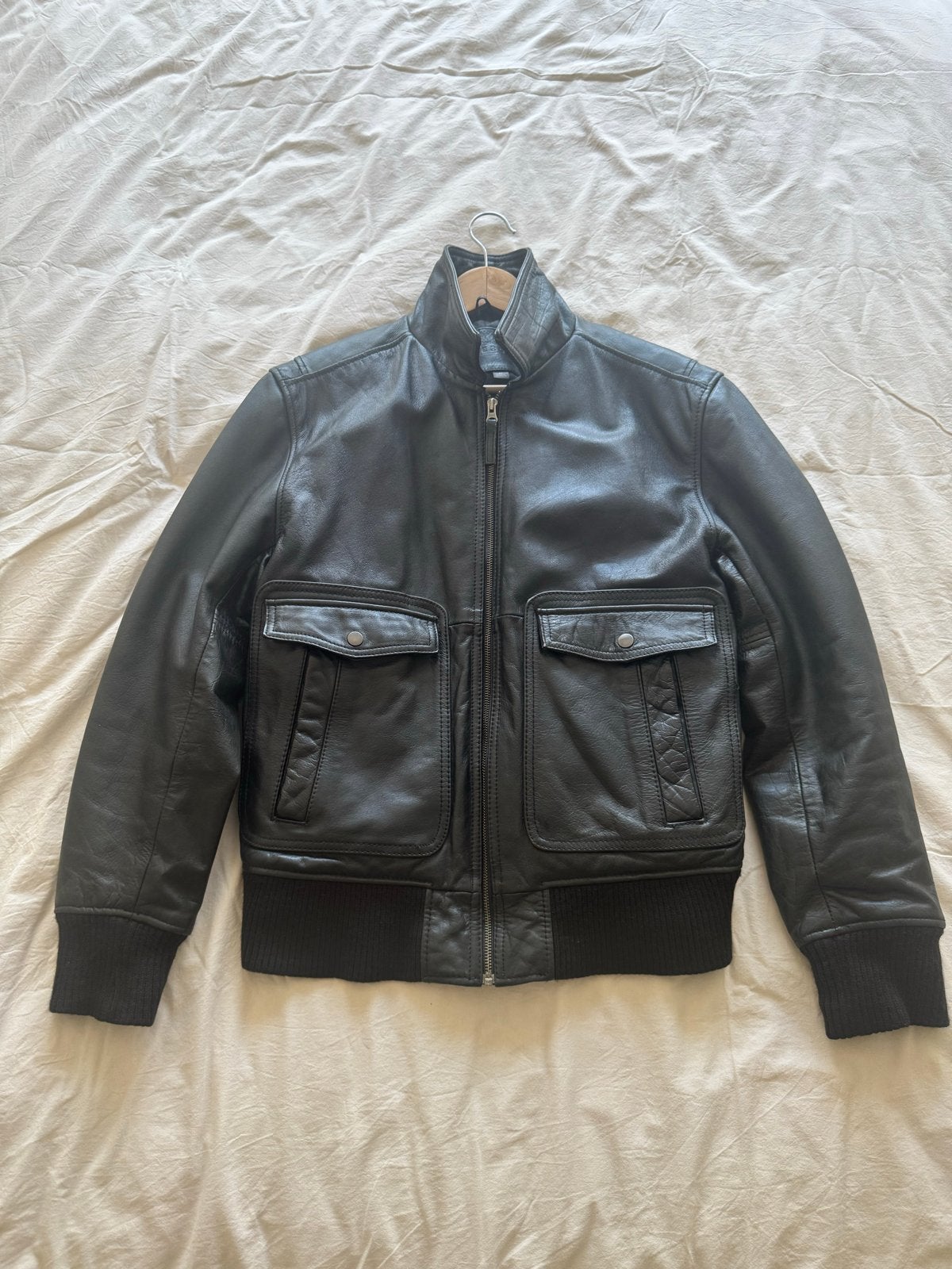 Merona Leren Bomberjack Zwart Maat M, Kleding | Heren, Ophalen of Verzenden, Zo goed als nieuw, Maat 48/50 (M), Zwart