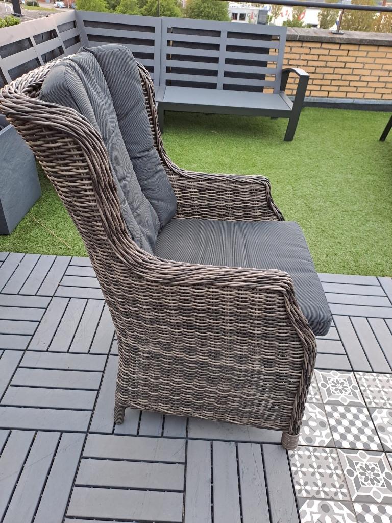 4 mooie tuinstoelen met kussen, Ophalen, Zo goed als nieuw, Wicker