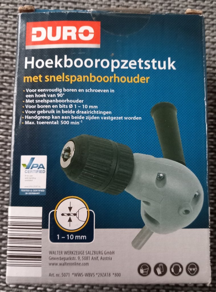 Hoekboor opzetstuk van Duro, Ophalen of Verzenden, Nieuw, Boormachine