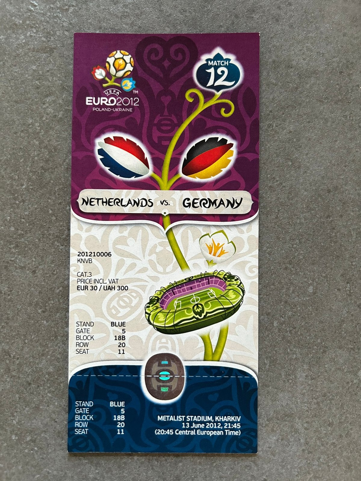 Nederland - Duitsland ticket, Verzamelen, Sportartikelen en Voetbal, Ophalen of Verzenden, Buitenlandse clubs, Overige typen