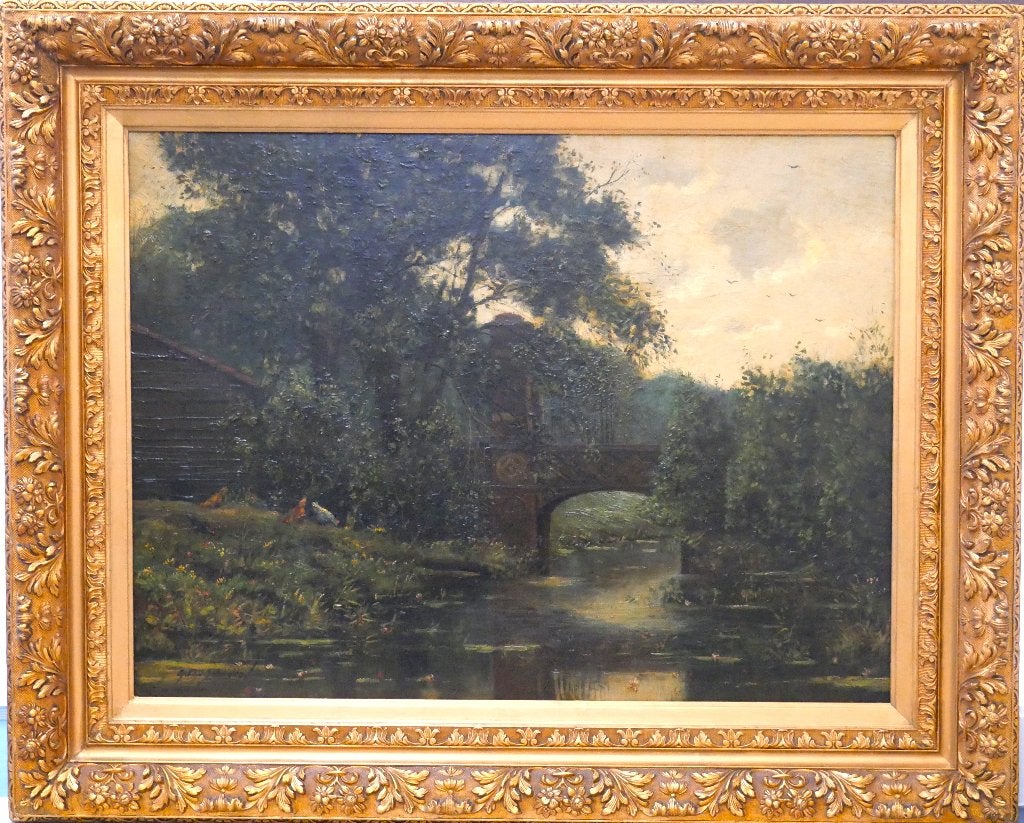 ENORM OLIEVERFSCHILDERIJ G.F. VAN SCHAGEN - "Zomerdag 1910", Ophalen, Bijzondere lijst, Olieverf