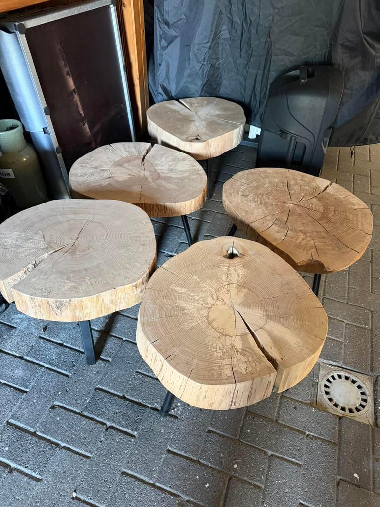 Boomstam salon tafels, Huis en Inrichting, Tafels | Salontafels, Ophalen, Zo goed als nieuw, Rond