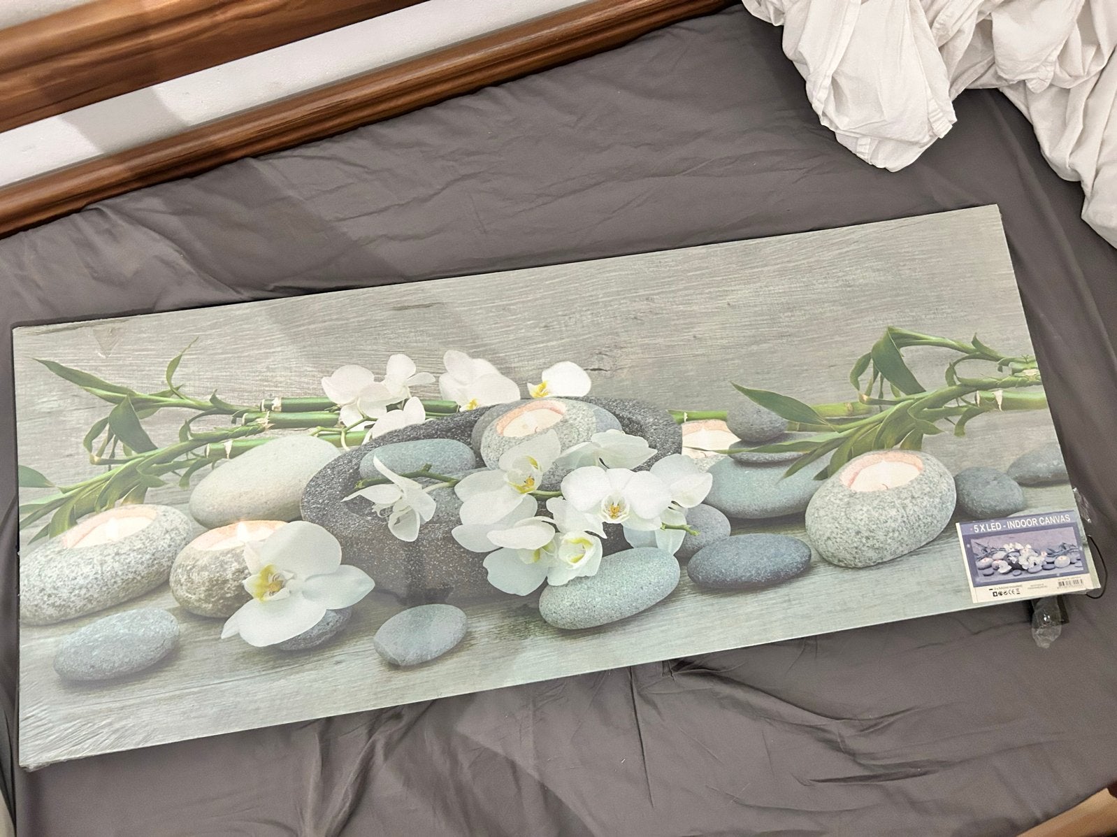 Schilderij met LED verlichting: Orchideeën, stenen en bamboe, Ophalen, Minder dan 50 cm, Nieuw, Schilderij