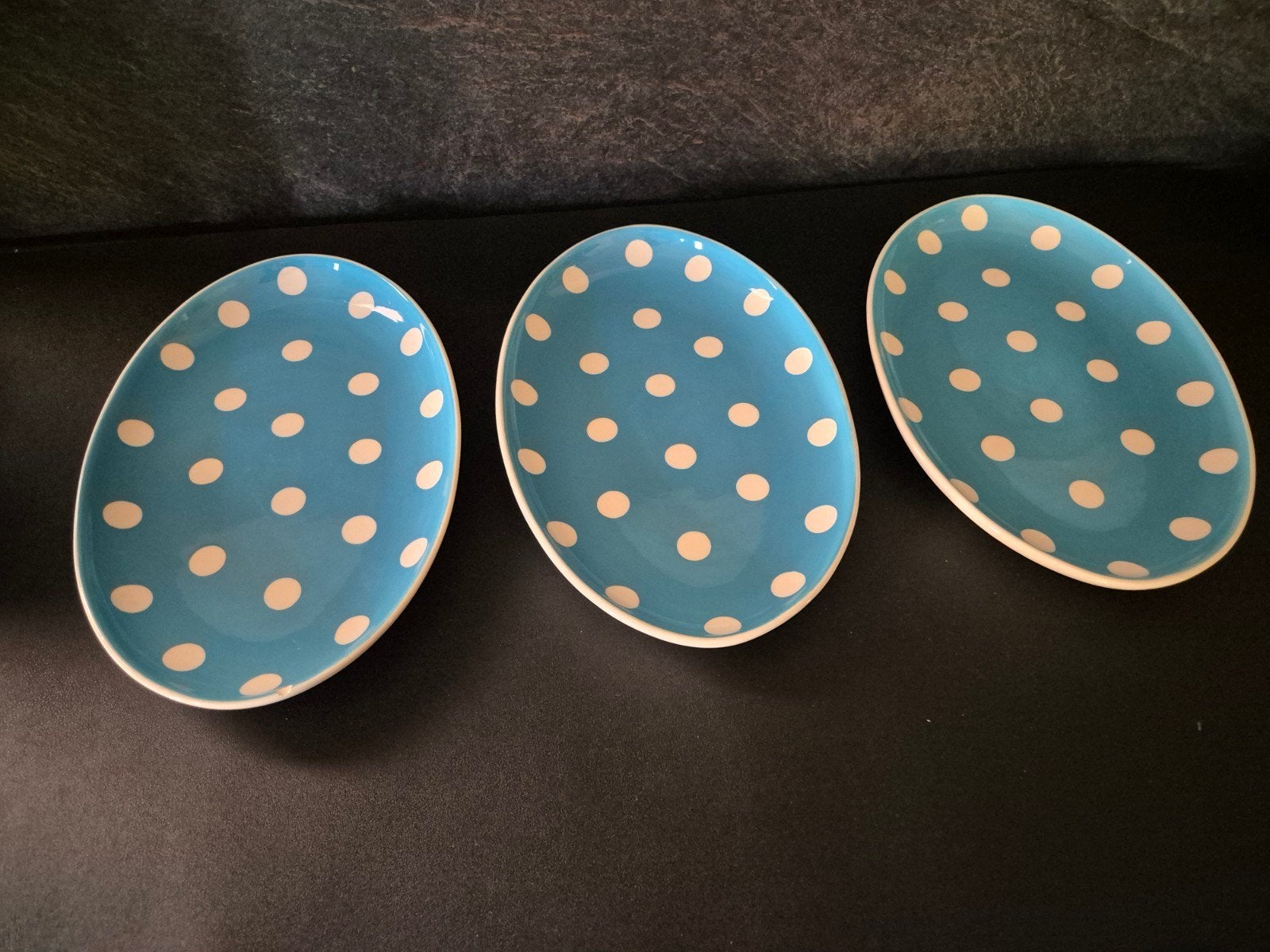 Blauwe schalen met witte stippen, Antiek en Kunst, Ophalen of Verzenden