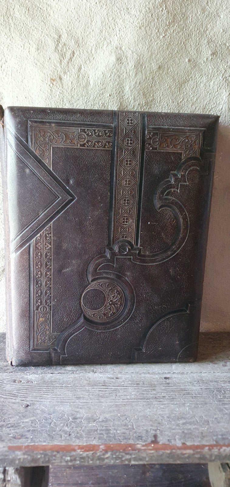 prachtig art nouveau Frans fotoalbum  gedecoreerd leren kaft, Antiek en Kunst, Ophalen of Verzenden
