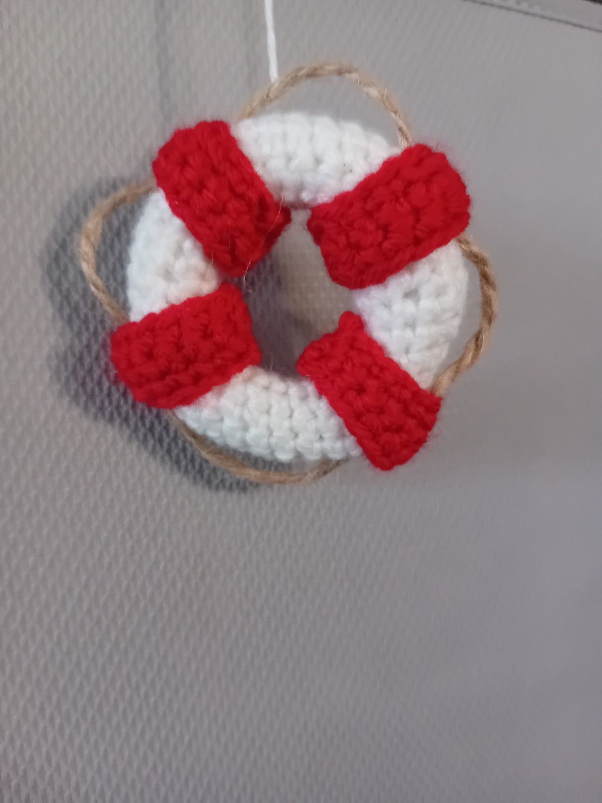 Gehaakte reddingsboei decoratie - 8 cm, Ophalen of Verzenden, Zo goed als nieuw