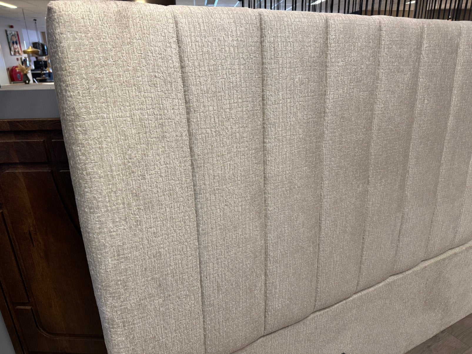 Hoofdbord XXL 260x12x140CM 2-Delig Beige Direct/ leverbaar, Ophalen, Beige, #Hoofdbord#Bedden#Boxspring#Ledikant#Teddystof, 190 cm of minder