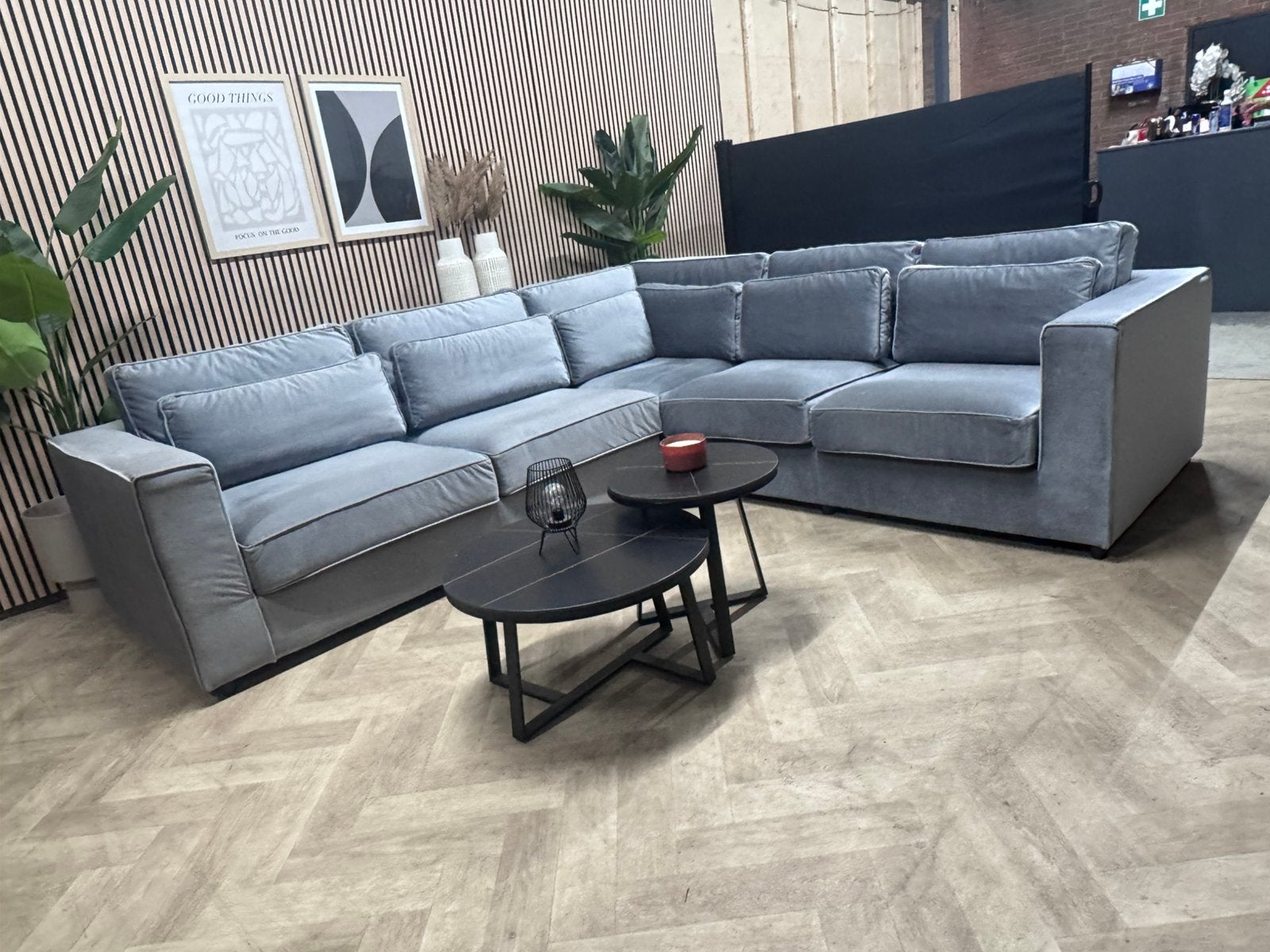ZGAN Luxe Velvet Velours XL Hoekbank - Grijs - 310 x 290, -, -, Hoekbank, 300 cm of meer