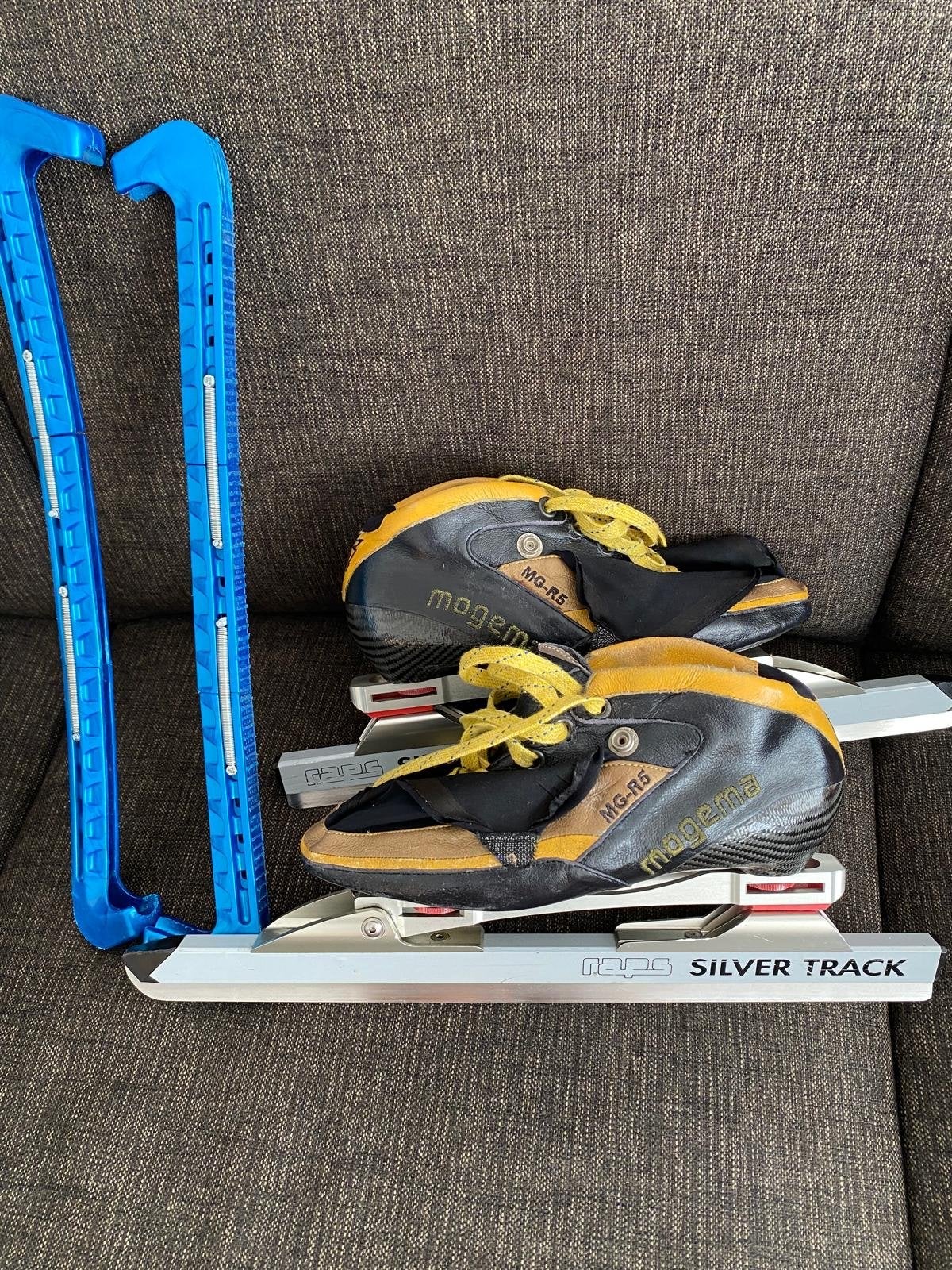 Mogema MG-15 Klapschaatsen met Raps Silver Track ijzers, Sport en Fitness, Overige merken, Klapschaats, Gebruikt, Ophalen of Verzenden