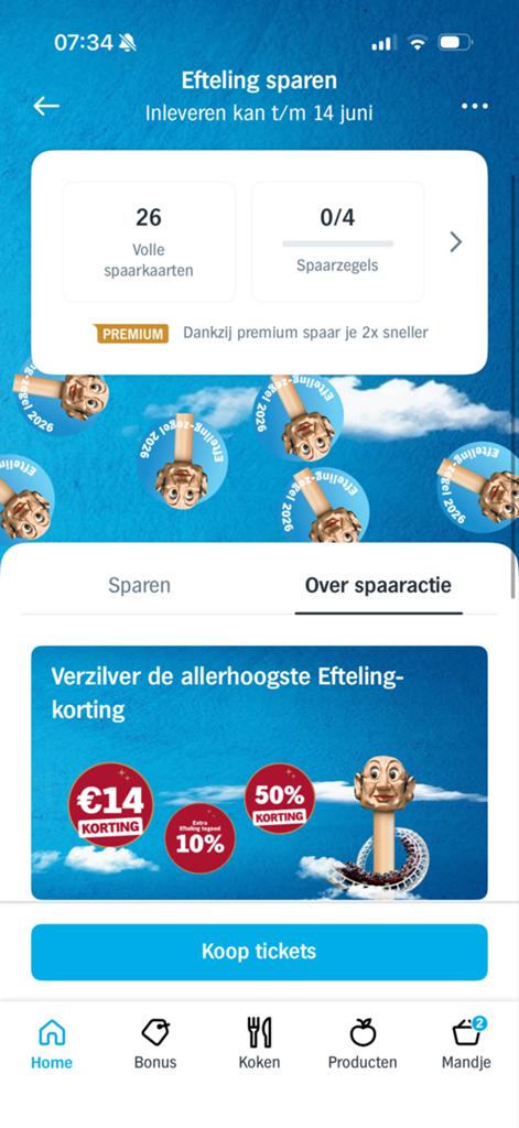 26 efteling spaarkaarten AH, Albert Heijn, Ophalen