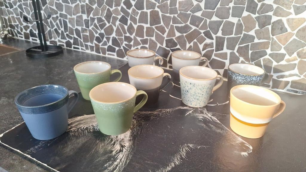 Mooie HKliving cappuccino mokken set, Ophalen, Zo goed als nieuw