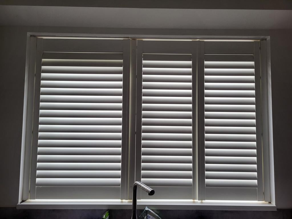 Witte houten shutters (3 luiken) - 160x110 cm, Gebruikt, 150 tot 200 cm, Wit, 100 tot 150 cm