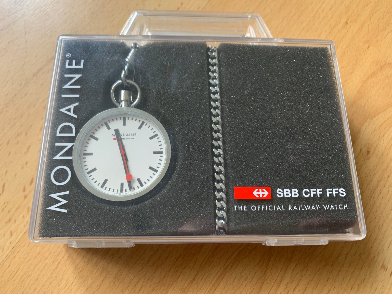 Vintage Mondaine SBB CFF FFS Railway watch, full set, Ophalen of Verzenden, Staal, Overige merken, 1960 of later