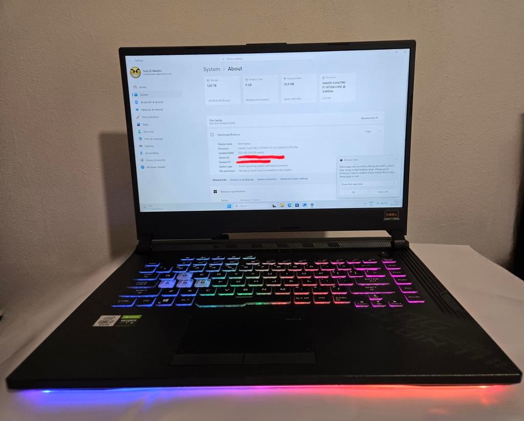 Gaming Laptop i7 RTX 2070 32GB RAM 144Hz, Computers en Software, Windows Laptops, Ophalen of Verzenden