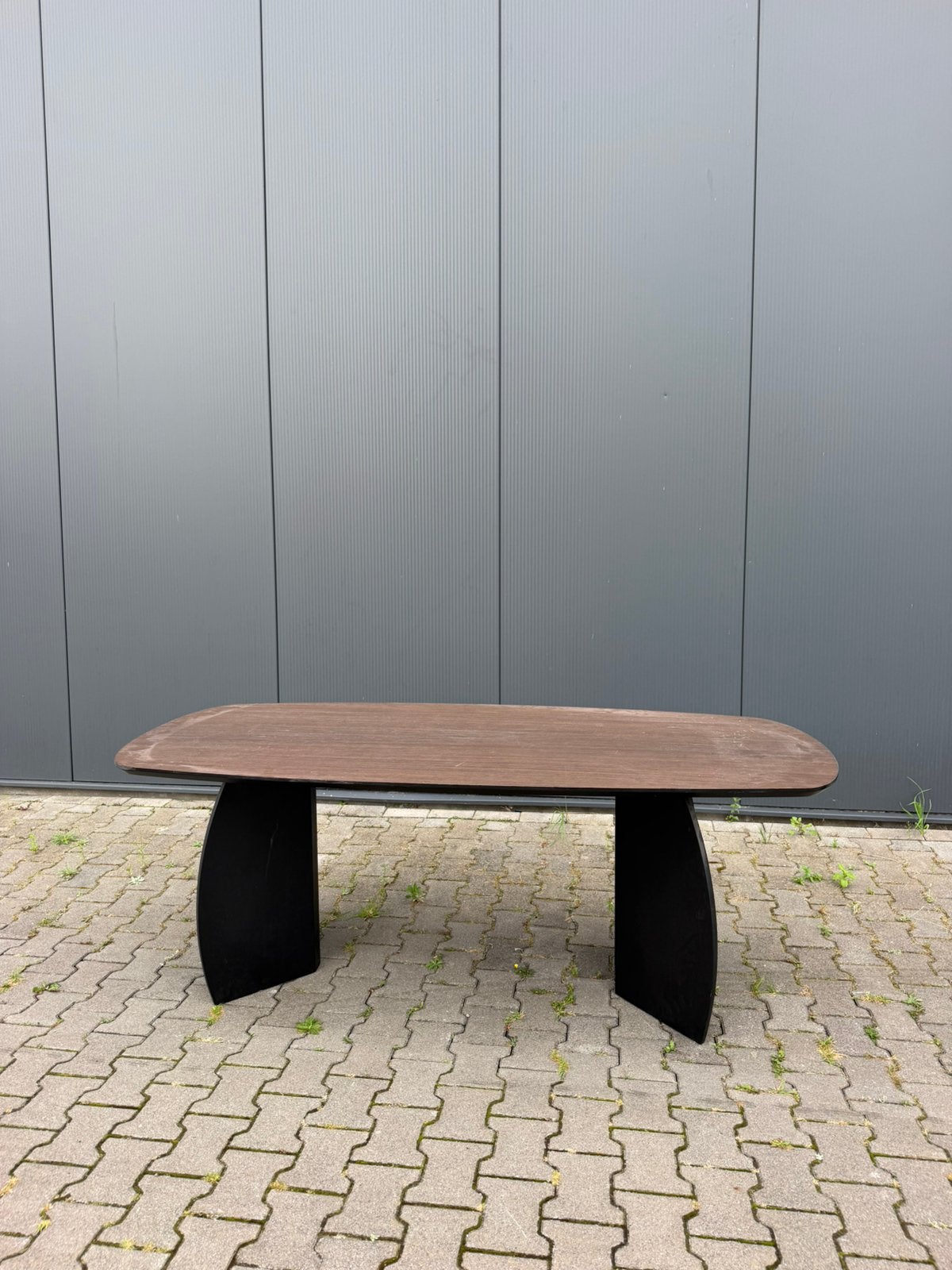 Donker eiken walnoot eettafel deens ovaal 200 x 90 cm, Ophalen, 200 cm of meer, 50 tot 100 cm, Zo goed als nieuw