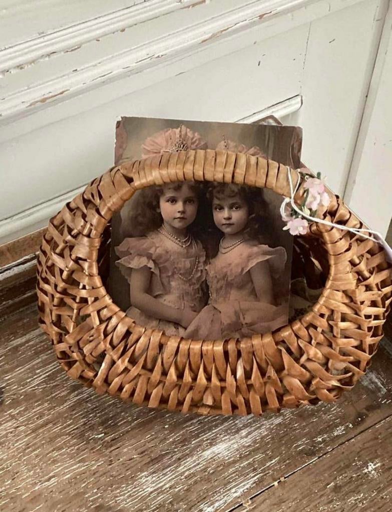 Brocante rieten mandje, Ophalen of Verzenden
