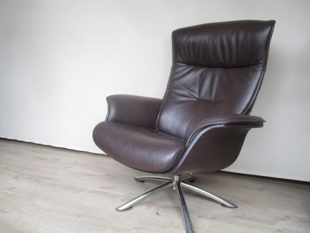KEURIGE Conform Prime bruin leder stervoet medium, Huis en Inrichting, Fauteuils, Zo goed als nieuw, Hout, Leer, Metaal, Overige materialen