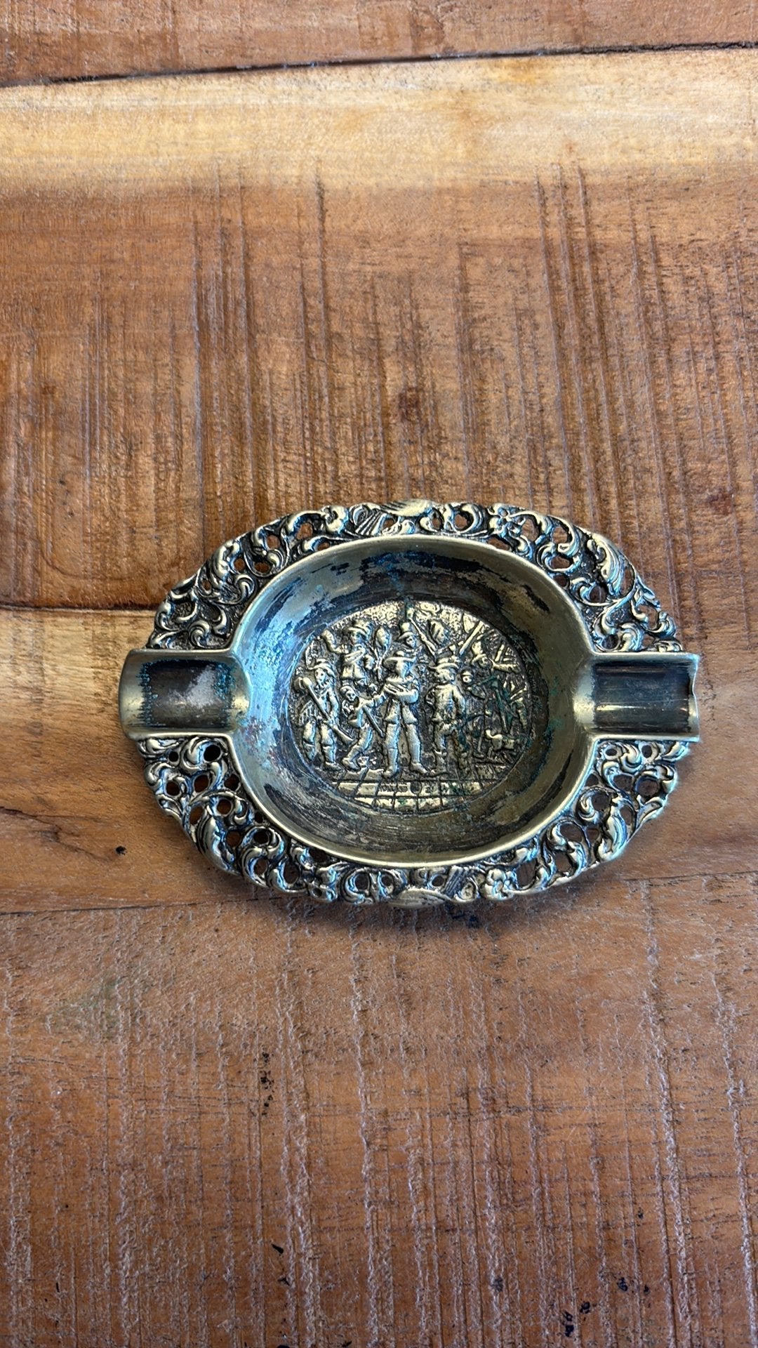 Vintage Nederlands verzilverde asbak, Ophalen of Verzenden, Zo goed als nieuw, Overige kleuren, Minder dan 95 cm