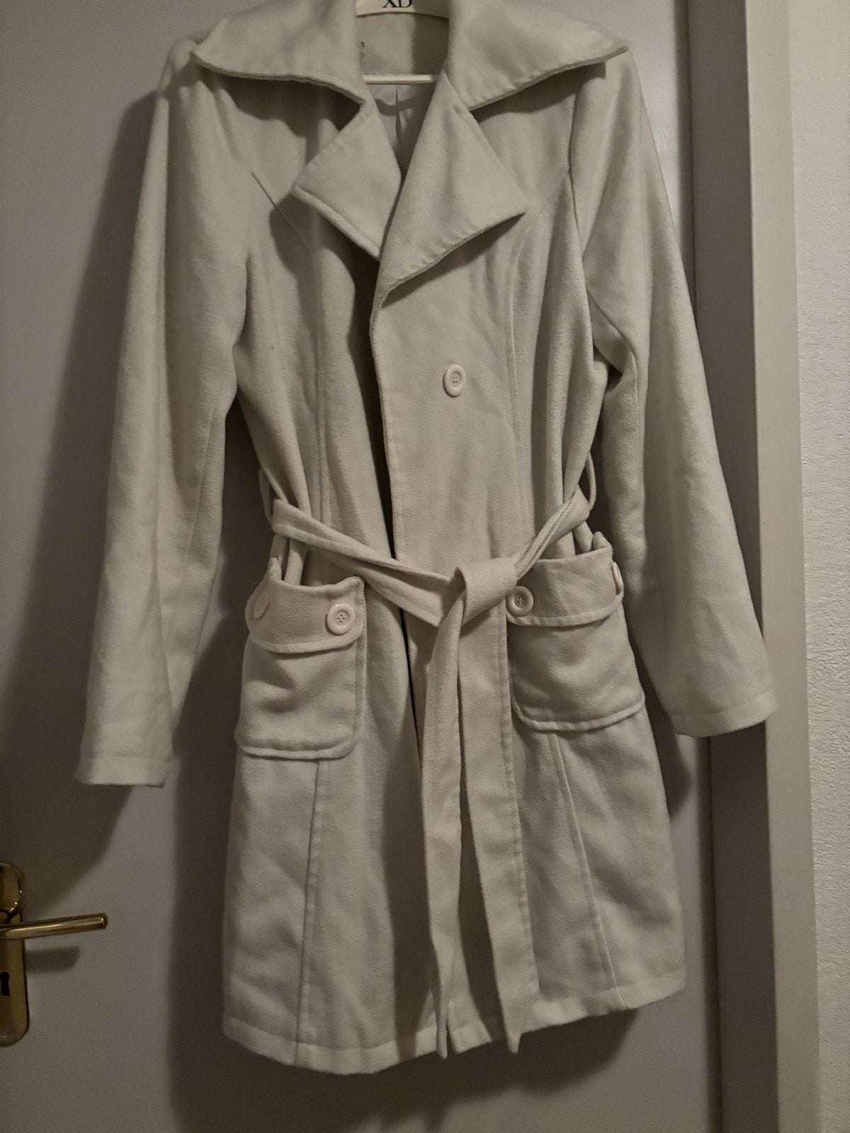 Stijlvolle Witte Damesjas met Ceintuur - Maat M, Ophalen of Verzenden, Zo goed als nieuw, Maat 38/40 (M), Wit
