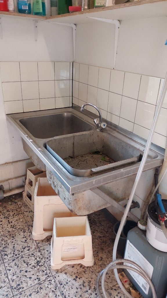 Dubbele zinken wasbak, Ophalen, Gebruikt, Wastafel