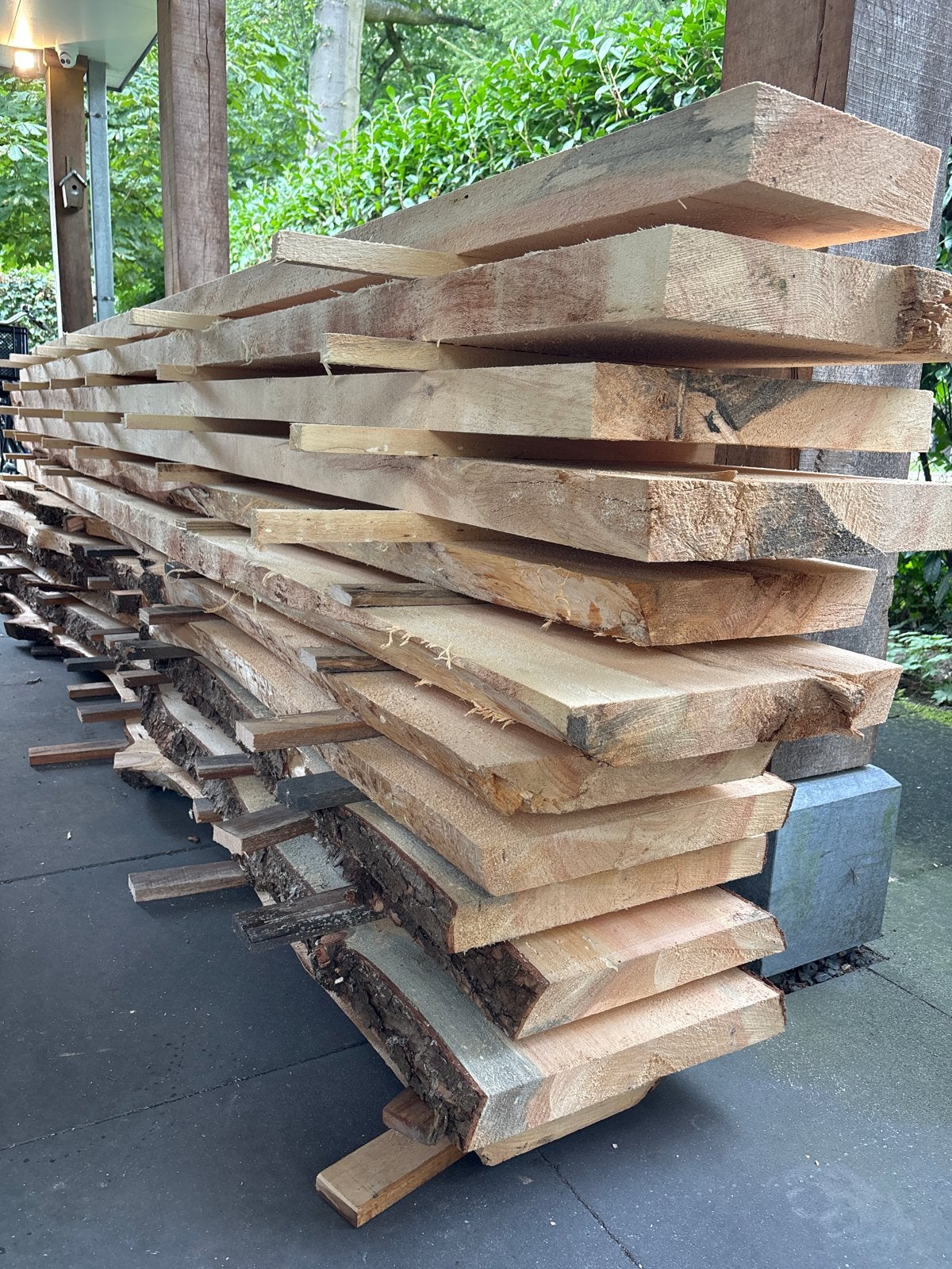 11 Whymoutspar plank 5/6 cm dik, 4,5 mtr lang 30/40 cm breed, Doe-het-zelf en Verbouw, Ophalen, Nieuw, Plank, Overige houtsoorten