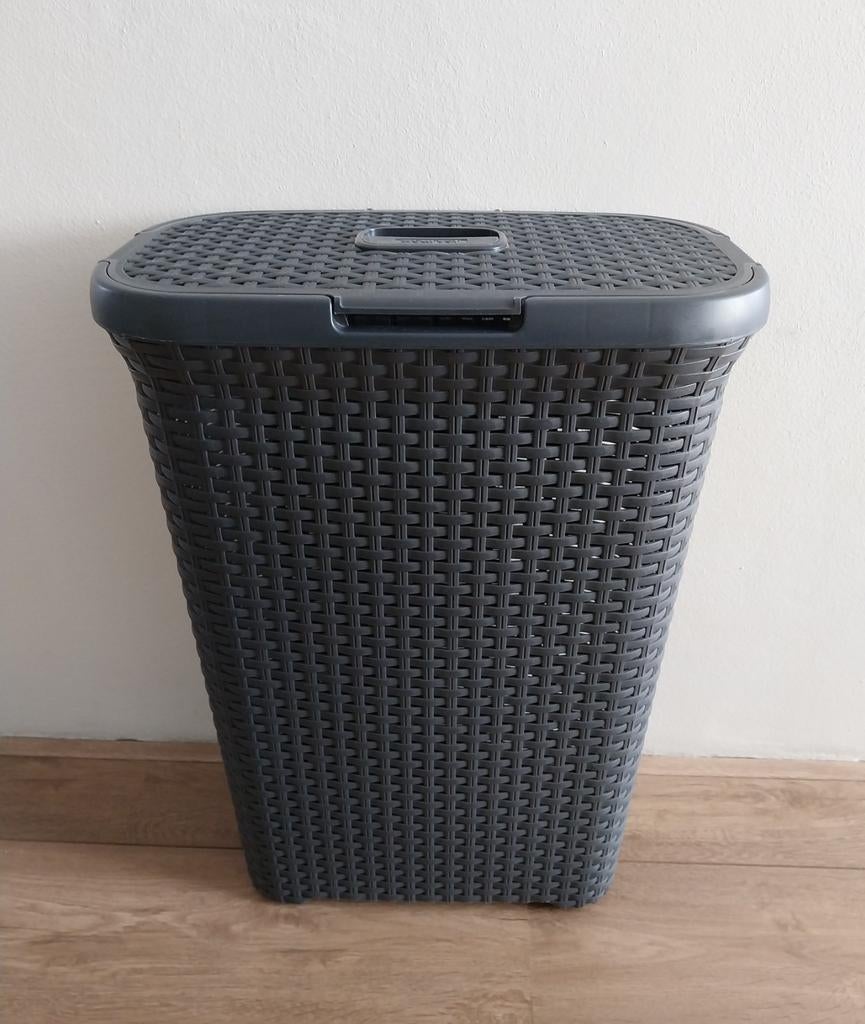Curver Wasmand Antraciet met Deksel, Ophalen, Gebruikt, Kunststof, Met deksel