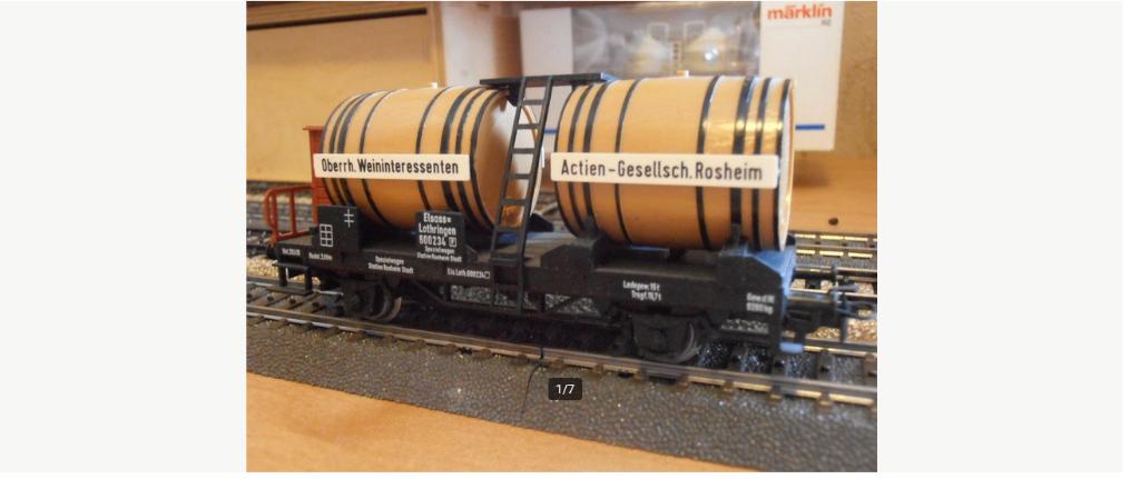 HO Marklin 4432 Wagon met Wijn Vaten wagon., Ophalen, Wisselstroom, Wagon, Zo goed als nieuw