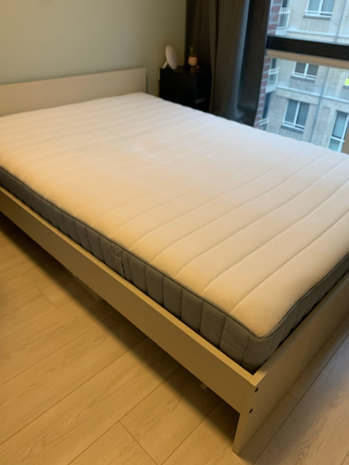 IKEA VIHAL Bedframe wit 140x200 cm, Ophalen, Gebruikt, Beige, Tweepersoons