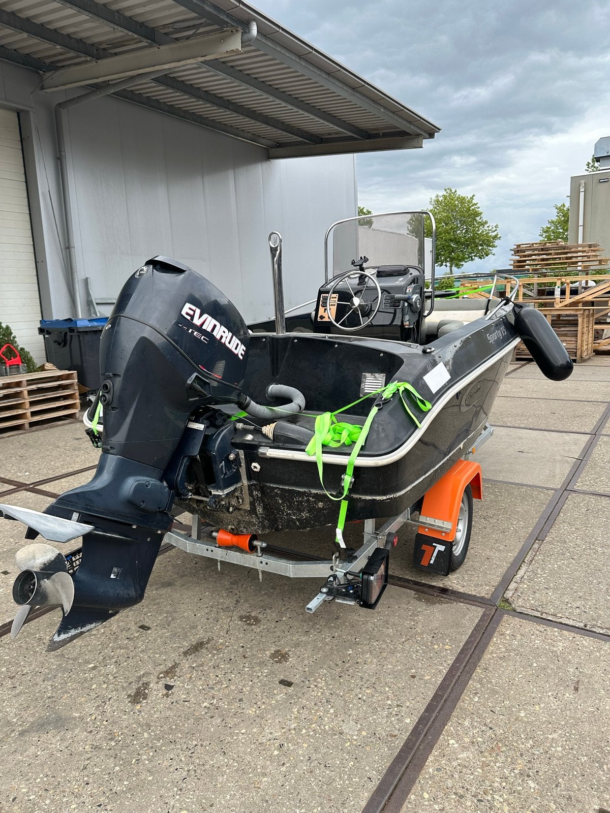 C-marine Sporty 15 met 75 pk Evinrude buitenboordmotor, Watersport en Boten, Speedboten, Ophalen, Overige merken, Gebruikt, 70 tot 120 pk