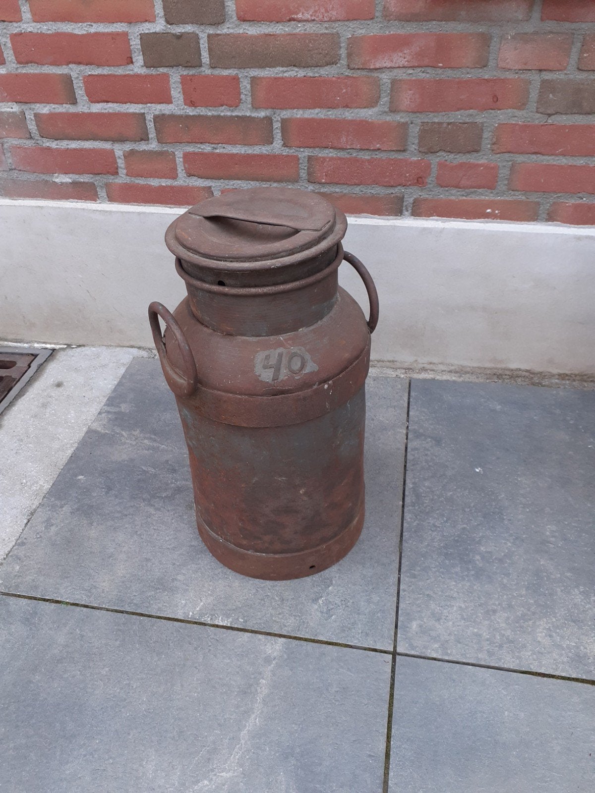 Oude ijzer melkbus 20 liter, Ophalen