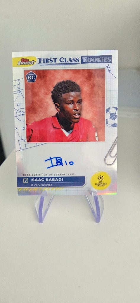 2023 topps finest rookie psv Isaac Babadi handtekening, Verzenden, Zo goed als nieuw, PSV, Spelerskaart