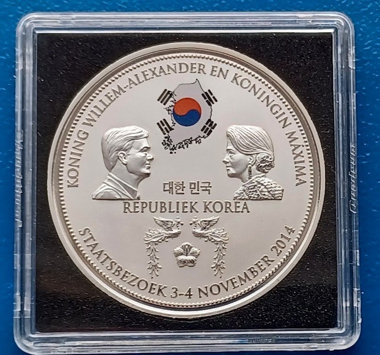 Penning Staatsbezoek Republiek Korea 2014 - Ons Vorstenhuis, Verzenden, Overige materialen, Nederland