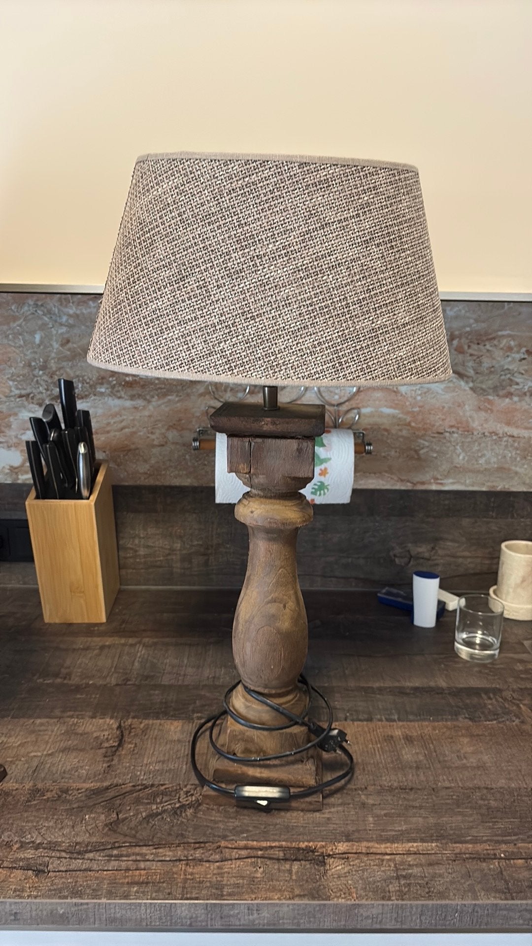 2x balusterlamp met conische kap, Ophalen of Verzenden, Zo goed als nieuw