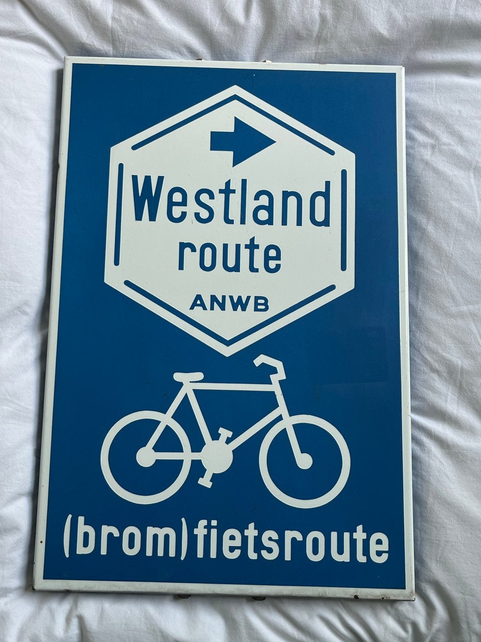 ANWB Westland (brom)fietsroute emaille bord, Ophalen, Gebruikt