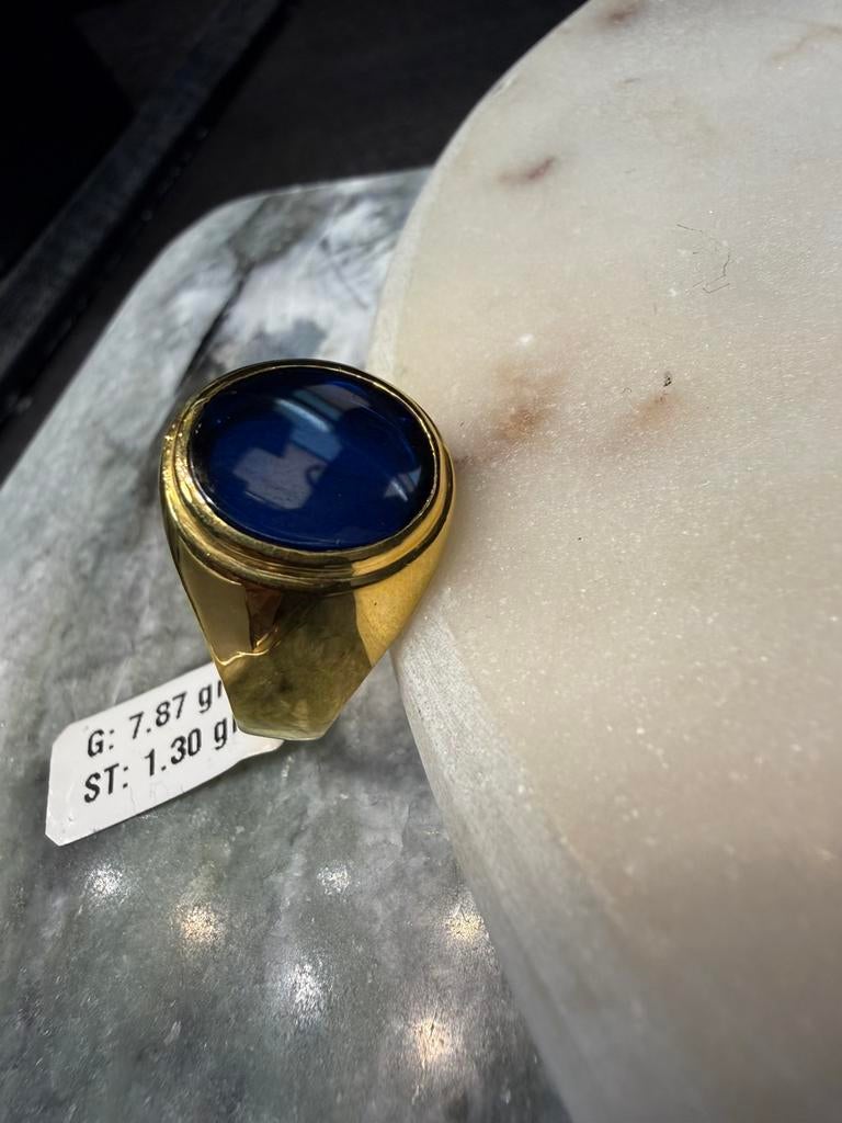Prachtige 21k ring met natuursteen, Ophalen of Verzenden, Nieuw, 17 tot 18, Dame