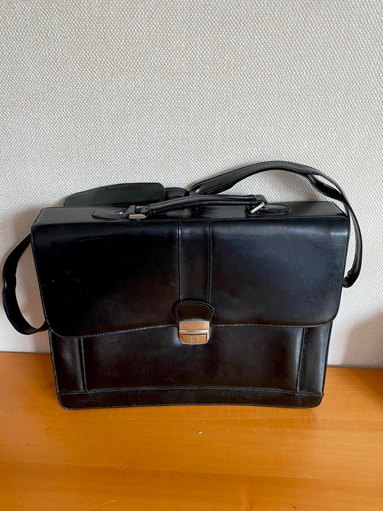 Zwart leren werktas, Sieraden, Tassen en Uiterlijk, Tassen | Schoudertassen, Zo goed als nieuw, Overige merken, Zwart, Leer, Ophalen of Verzenden