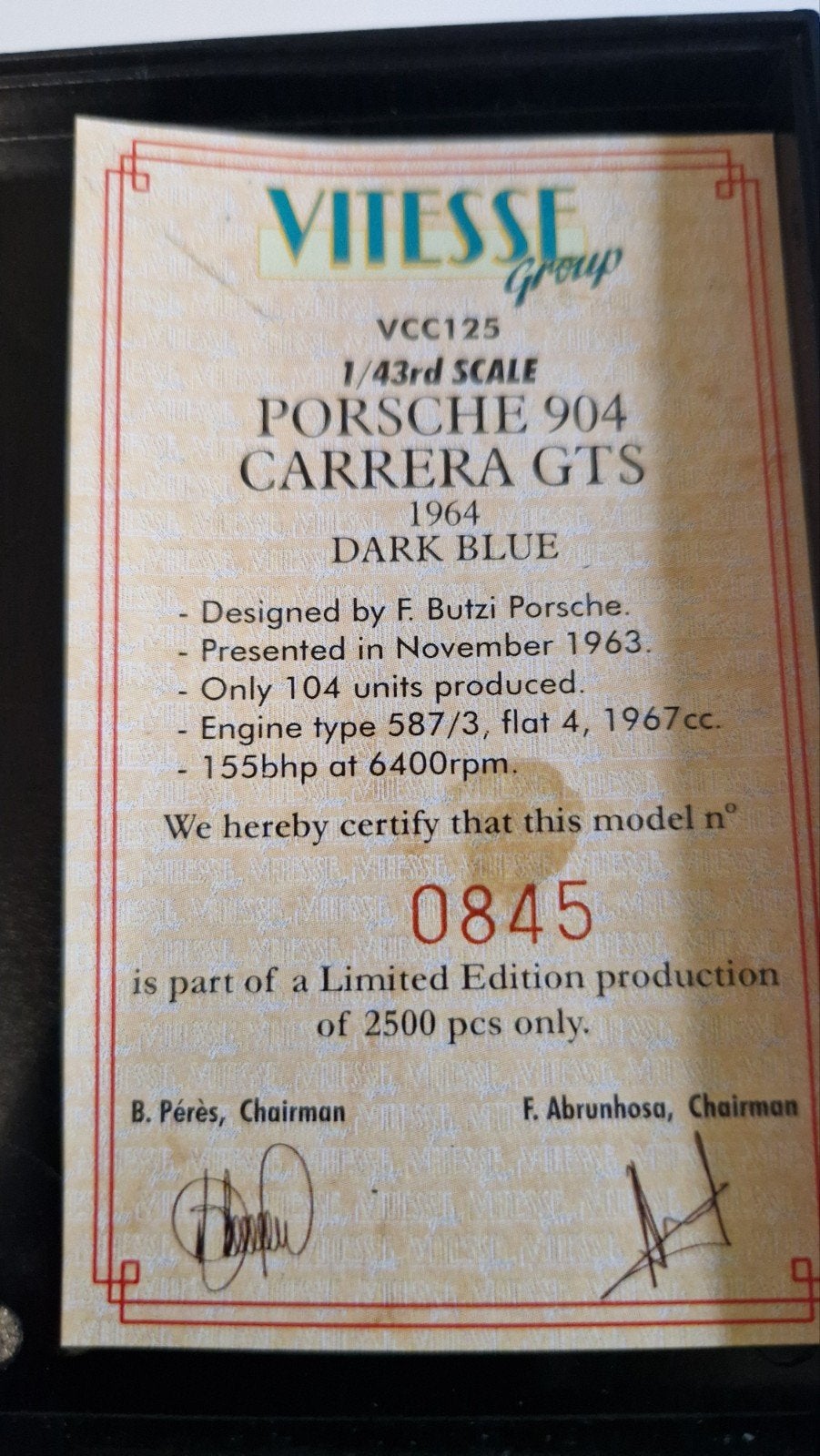 Vitesse Porsche 904 Carrera GTS 1964 Donkerblauw Limited Ed., Ophalen of Verzenden, Gebruikt, Auto, Overige merken