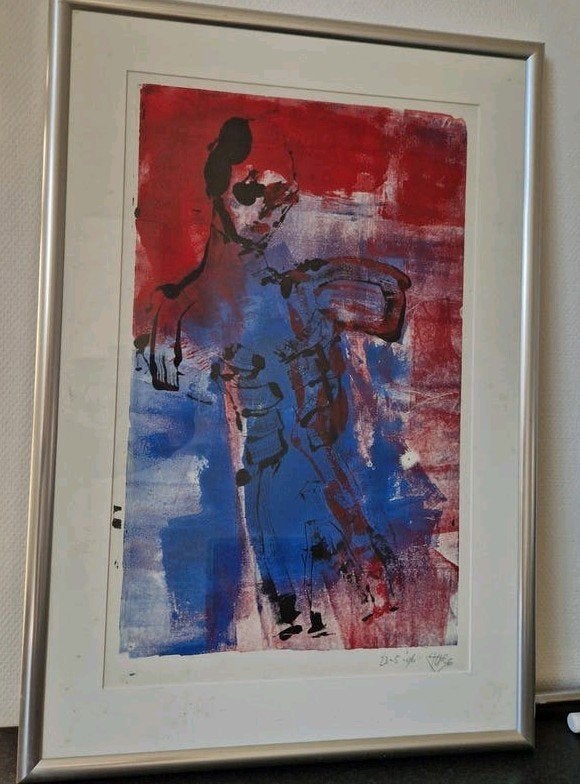 Figuratief abstract schilderij anatomie kleurrijk 60 x 88, Ophalen of Verzenden