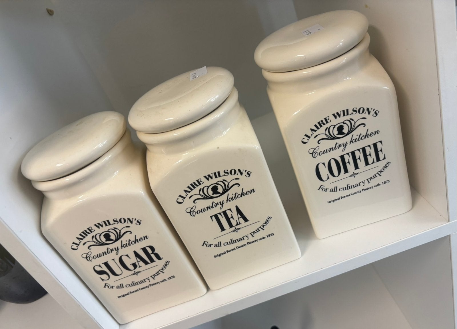 Claire Wilson’s Country Kitchen potten Coffee, Tea & Sugar, Huis en Inrichting, Keramiek, Overige typen, Ophalen of Verzenden