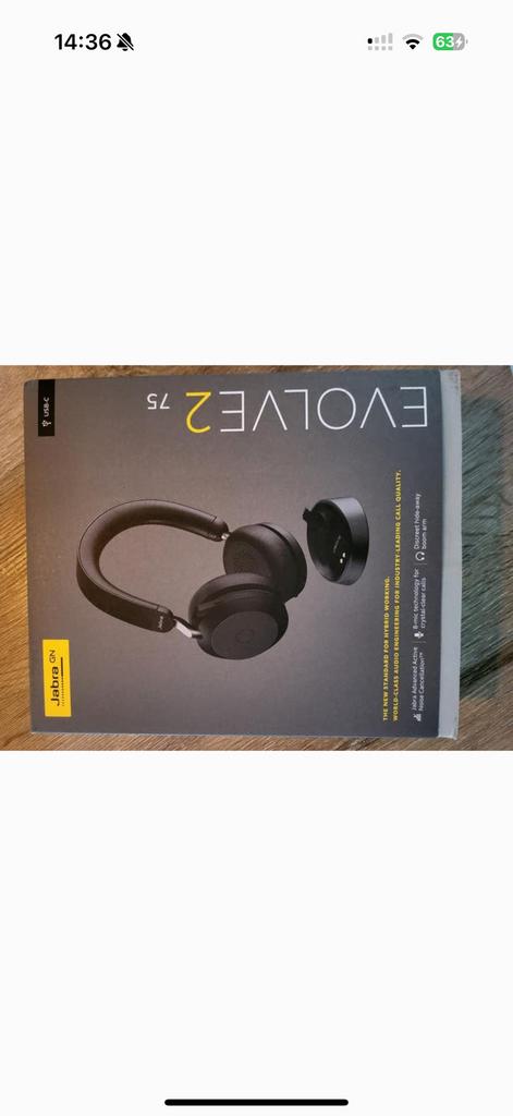 Jabra Evolve2 75 Nieuw + ChargeDock Laadstation Complete set, Ophalen of Verzenden, Zo goed als nieuw