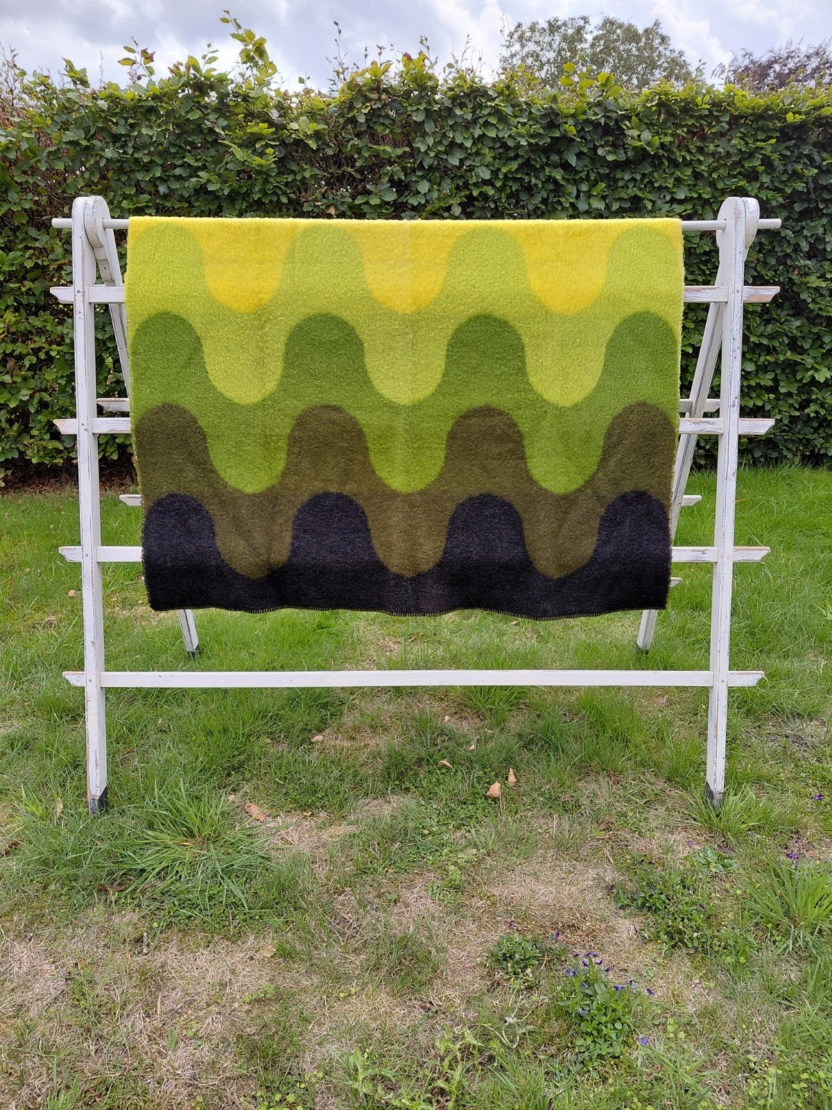 Retro vintage wollen deken groen 140x210, 210 cm, Wol, 140 cm, Ophalen of Verzenden