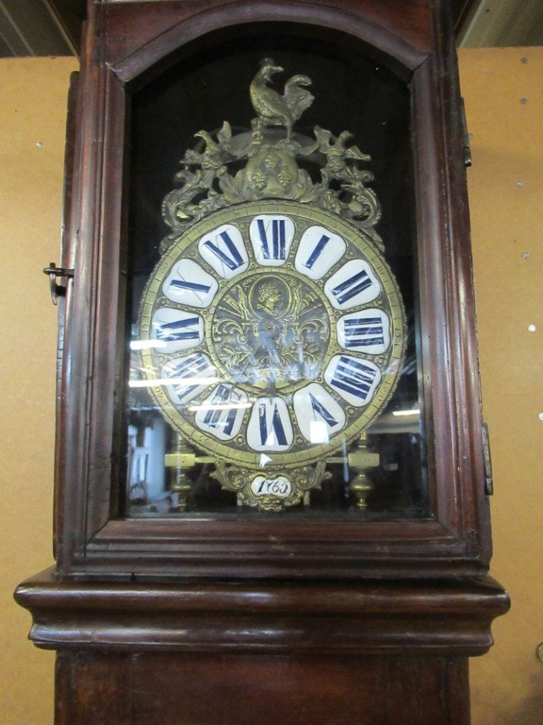Oer 11140 18e eeuwse kastanje staande lantaarn klok "1765", Antiek en Kunst, Ophalen