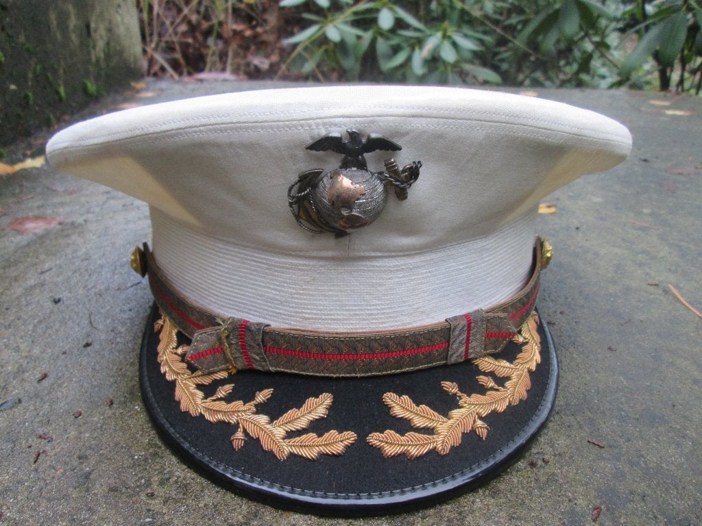 USMC officiers pet met dubbel embleem Marine Corps.op naam., Ophalen of Verzenden, Landmacht, Nederland, Embleem of Badge