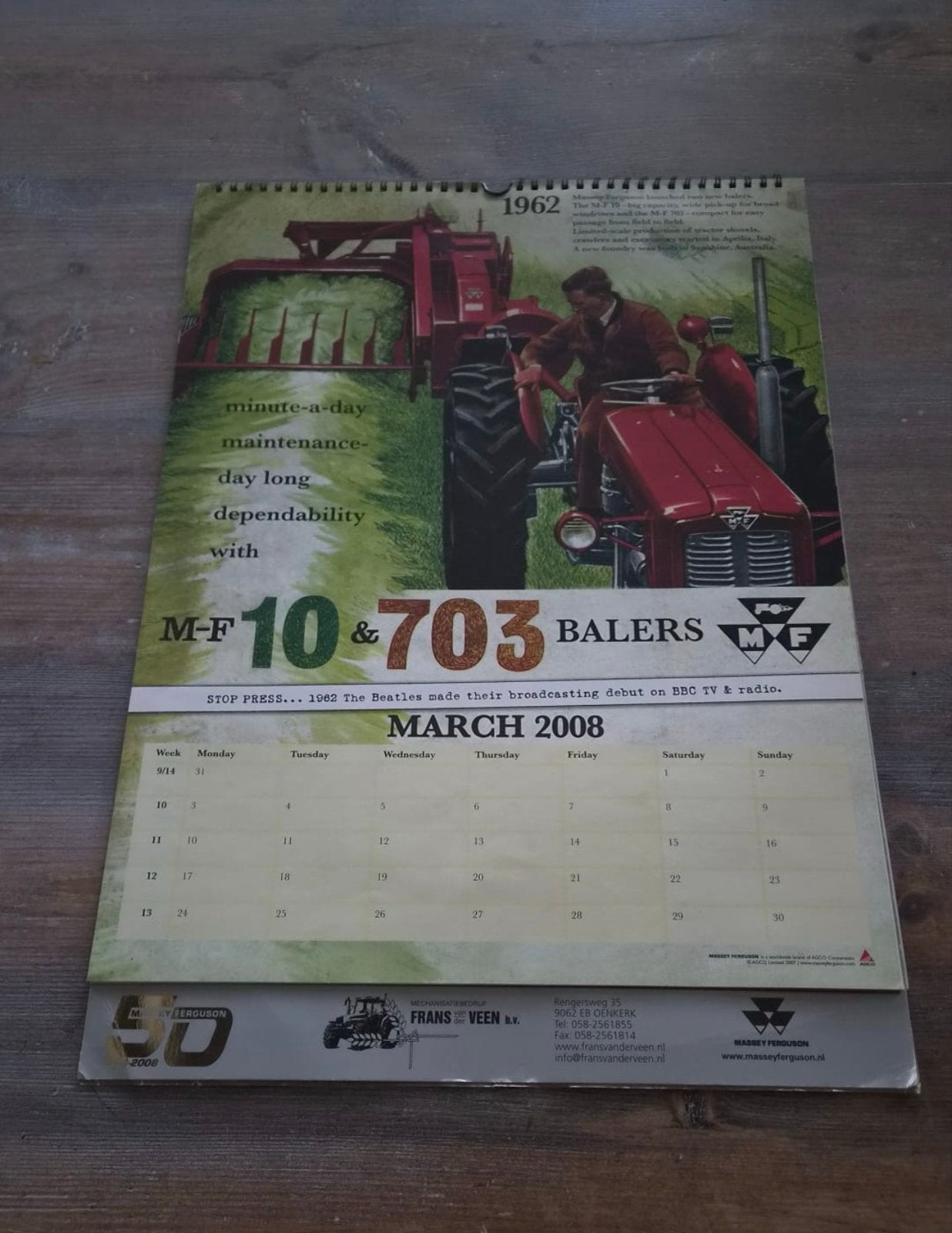 massey furguson 1958-2008 kalender 50 jaar uniek, Ophalen of Verzenden, Maandkalender, Nieuw
