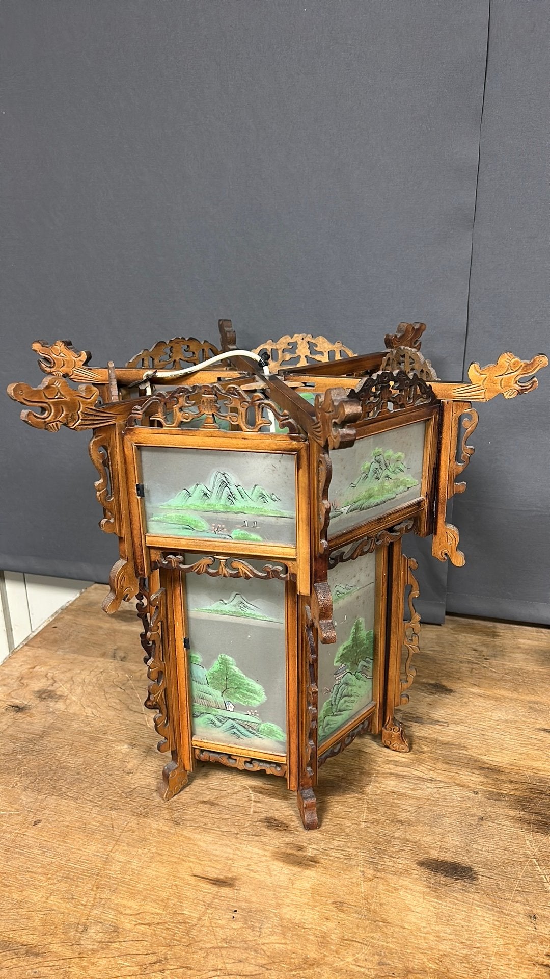 Antieke chinese hang lamp. Hand geschilderd., Ophalen of Verzenden