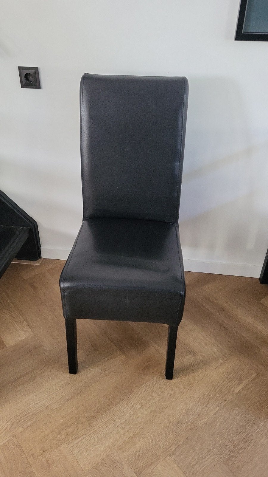 Zwarte eetkamerstoelen van kunstleer 6 stuks, Huis en Inrichting, Stoelen, Ophalen, Gebruikt, Zwart, Leer