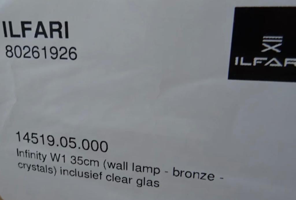 Ilfari Infinity W1 luxe wandlamp nieuw twv € 690,00!, Ophalen of Verzenden, Nieuw, Eric Kuster Eichholtz