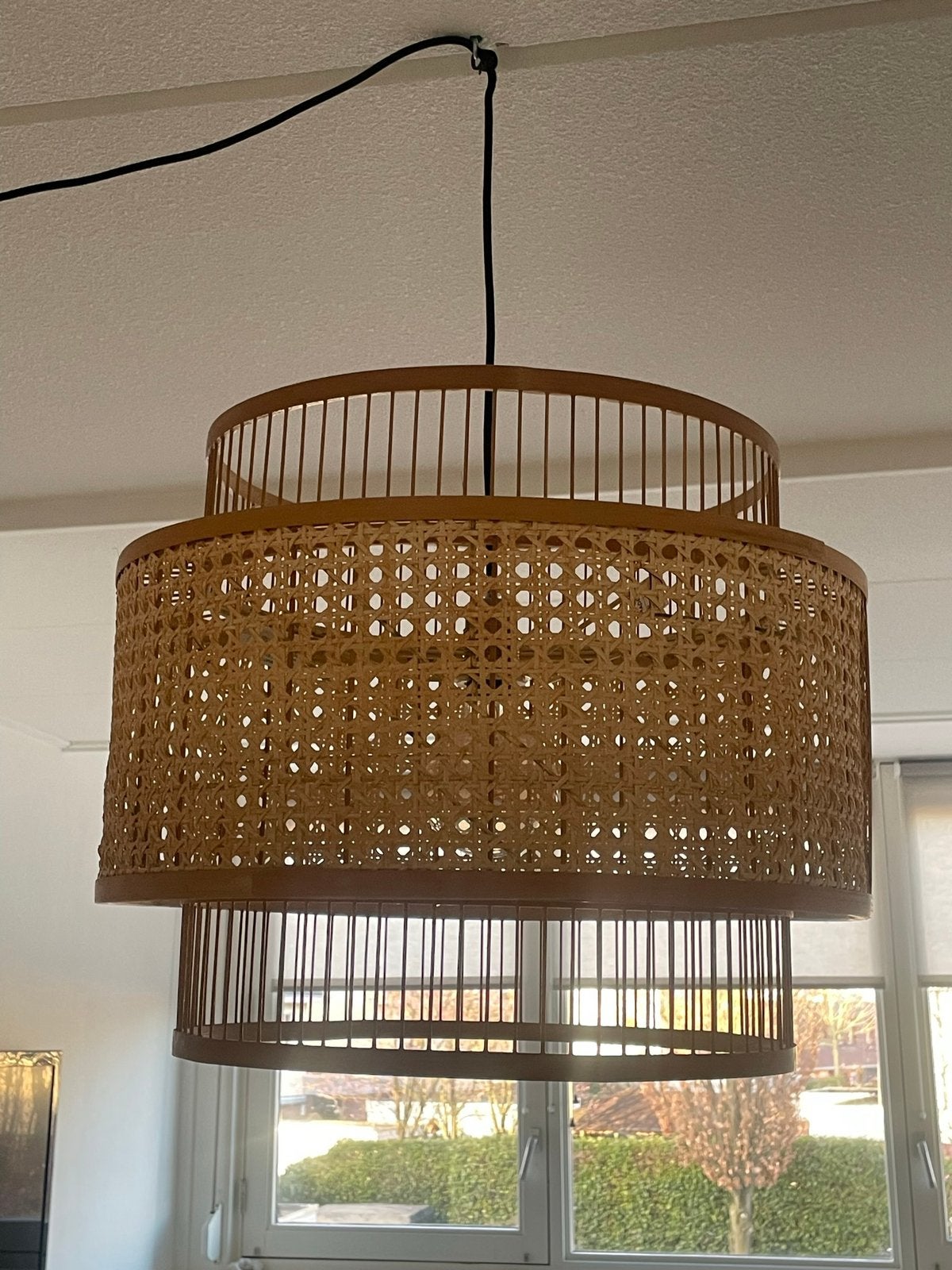 Rotan lampenkap, Huis en Inrichting, Lampen | Hanglampen, Ophalen, Zo goed als nieuw, Overige materialen