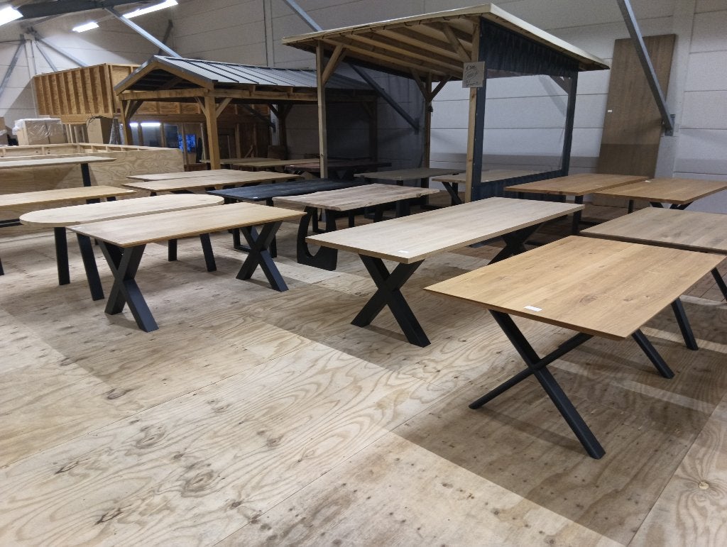 outlet tafel tafels eettafel eettafels bladen blad, Eikenhout, 200 cm of meer, Zo goed als nieuw, Rechthoekig